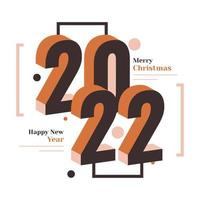 bonne année 2022 conception de bannière ou d'affiche avec des nombres 3d et minimalistes. modèle de conception de célébration du nouvel an pour flyer, affiche, brochure, carte, bannière ou carte postale vecteur