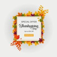 offre spéciale joyeux thanksgiving day tag vente remise vecteur