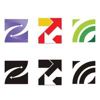 3 concept de conception de logo initial z et flèche. version couleur et noir et blanc vecteur