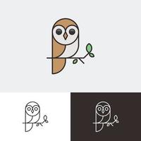 trois styles de couleur de logo de hibou et noir et blanc vecteur