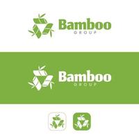 conception de logo avec un concept de bambou qui forme un triangle symbolise la synergie vecteur