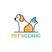 logo pour la clinique pour animaux de compagnie. le concept est une combinaison de chiens et de chats en une seule ligne vecteur