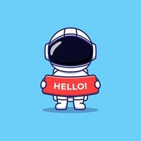 astronaute mignon avec salutation bonjour vecteur