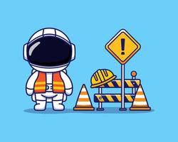 astronaute mignon travaille comme ouvrier du bâtiment vecteur