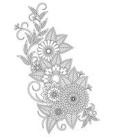 illustration vectorielle de bouquet ligne art isolé sur fond blanc. Coloriage adulte avec motif floral oriental vecteur