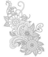 Coloriage adulte noir et blanc avec style fleur. vecteur