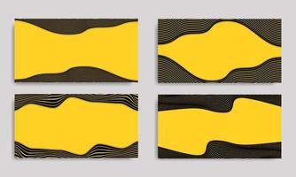définir un fond abstrait à rayures en noir et jaune avec un motif de lignes ondulées. vecteur