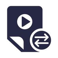 illustration vectorielle de symbole d'échange de fichiers vidéo glyphe vecteur