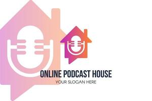 logo maison de podcast en ligne vecteur