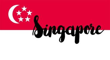 drapeau de singapour avec texte vecteur