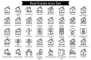 jeu d'icônes de ligne immobilière vecteur