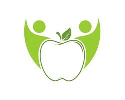 pomme verte avec des gens en bonne santé vecteur