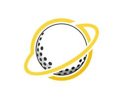 balle de golf simple avec planète aux anneaux jaunes
