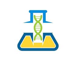 laboratoire de bouteilles triangulaires avec symbole d'adn à l'intérieur vecteur