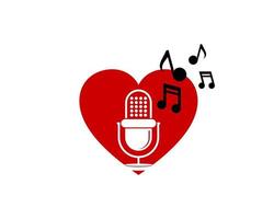 forme d'amour avec microphone podcast et note de musique vecteur