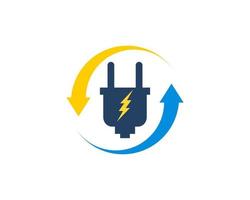 flèche à l'envers avec prise électrique et foudre vecteur