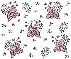 motif floral sans couture de griffonnage dans des tons noirs et roses vecteur