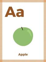 carte de l'alphabet avec la lettre a pour les enfants. apprendre le vocabulaire anglais. illustration vectorielle vecteur