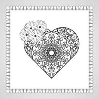 coeur dessiné à la main avec mandala. décoration en ornement oriental ethnique doodle. vecteur