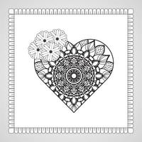 coeur dessiné à la main avec mandala. décoration en ornement oriental ethnique doodle. vecteur