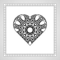 coeur dessiné à la main avec mandala. décoration en ornement oriental ethnique doodle vecteur