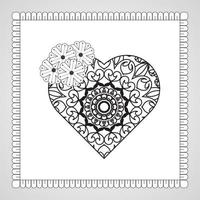 coeur dessiné à la main avec mandala. décoration en ornement oriental ethnique doodle. vecteur