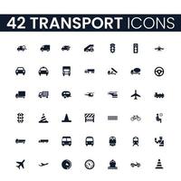Ensemble de 42 icônes de transport. pack d'icônes de transport. collection d'icônes. trait vectoriel modifiable.