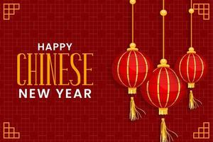 joyeux nouvel an chinois avec lanterne rouge vecteur