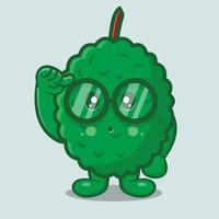 mascotte de fruit durian génie isolé dessin animé dans un style plat vecteur