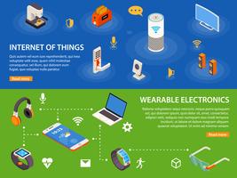 Internet Of Things 2 bannières isométriques vecteur