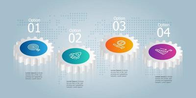 infographie de roue dentée isométrique horizontale abstraite vecteur