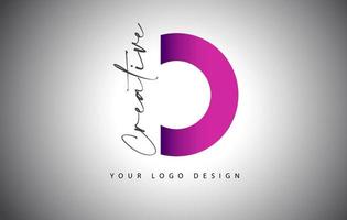 logo créatif lettre o avec dégradé violet et lettre créative coupée. vecteur