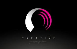 o conception de lettre de logo swoosh blanc et rose avec idée de vecteur de concept créatif