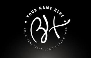 création de logo de lettres manuscrites bh avec motif de lettre circulaire. icône du logo de signature manuscrite créative vecteur