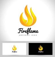 logo de flamme de feu. concept de logo de feu 3D. icône de flamme vecteur