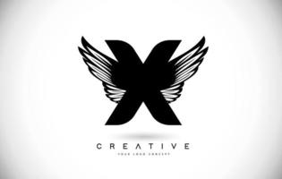 x lettre logo avec des ailes. aile créative lettre x logo icône vecteur de conception