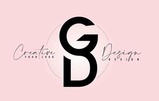 logo d'icône de conception de lettre gd avec des lettres l'une sur l'autre vecteur.