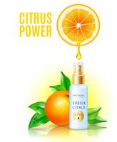 Affiche colorée de composition de cosmétiques de puissance de citrus vecteur