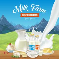 Affiche de produit laitier naturel vecteur