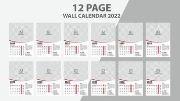 modèle de calendrier mural 2022 vecteur