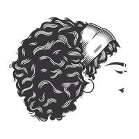 visage de femme avec afro chignon désordonné coiffures vintage vector illustration d'art en ligne.