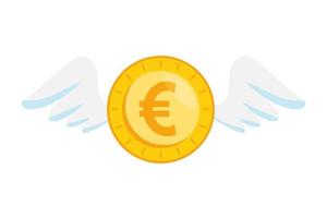 Pièce de monnaie euro avec des ailes icône isolé vecteur