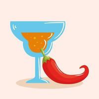 cocktail mexicain et conception de vecteur de piment