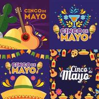 icônes mexicaines de la conception vectorielle de cinco de mayo vecteur