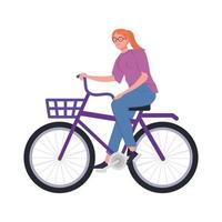 belle femme en caractère avatar vélo vecteur