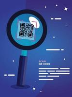 scanner le code qr avec une loupe vecteur