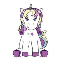 fantaisie de licorne mignonne avec décoration d'étoiles vecteur