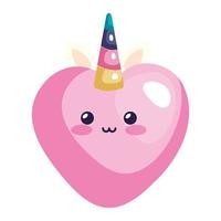 coeur mignon licorne fantaisie style kawaii vecteur