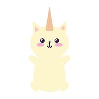 icône de fantaisie licorne chat mignon vecteur