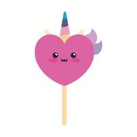 coeur mignon licorne fantaisie style kawaii vecteur